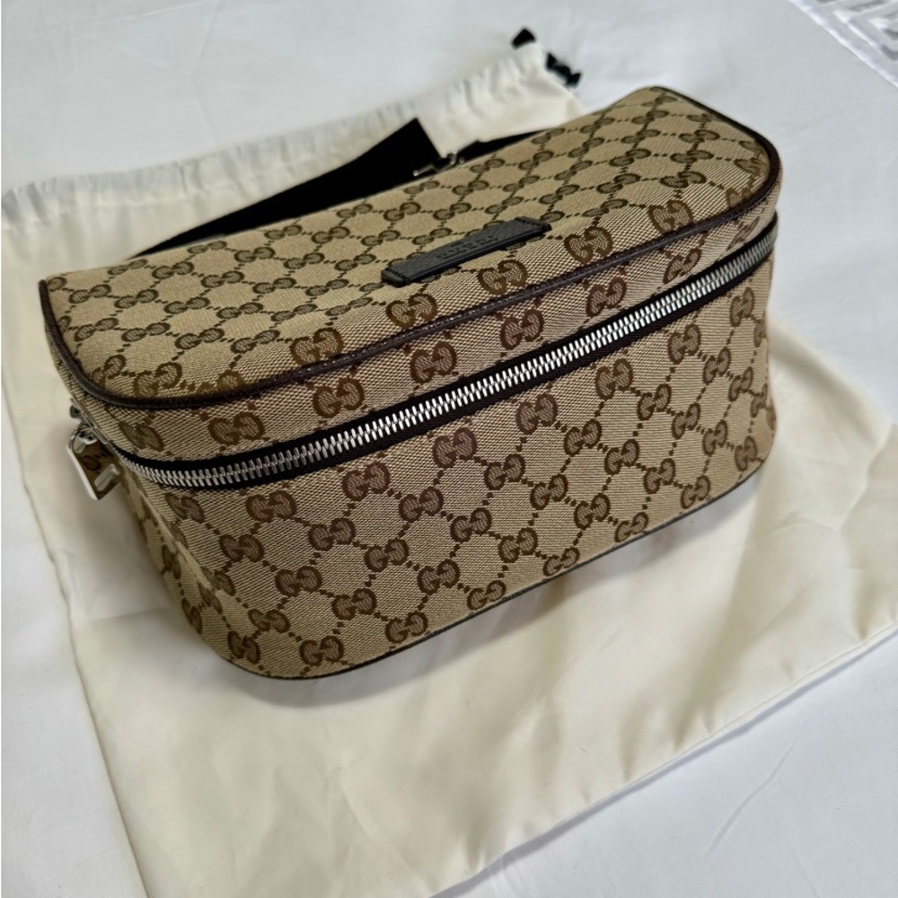 Gucci Tan and Brown Monogram Cross Body Bag